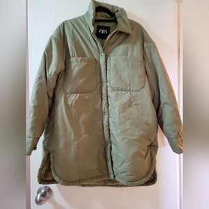 Zara women's sage green light jacket size Medium